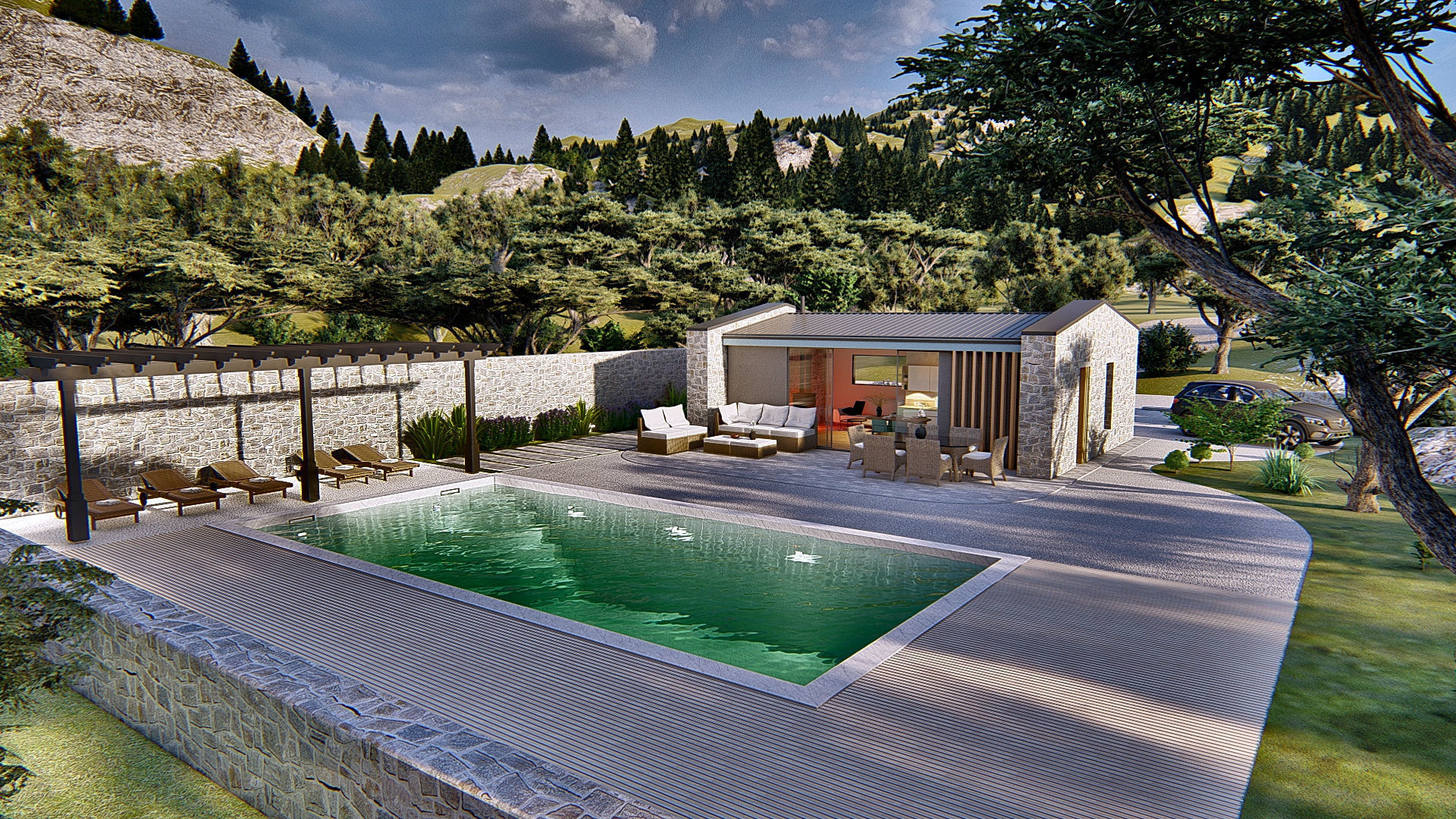 Cassa Zala Istriana modern bungalow vacation house Low-poly 3D model_8