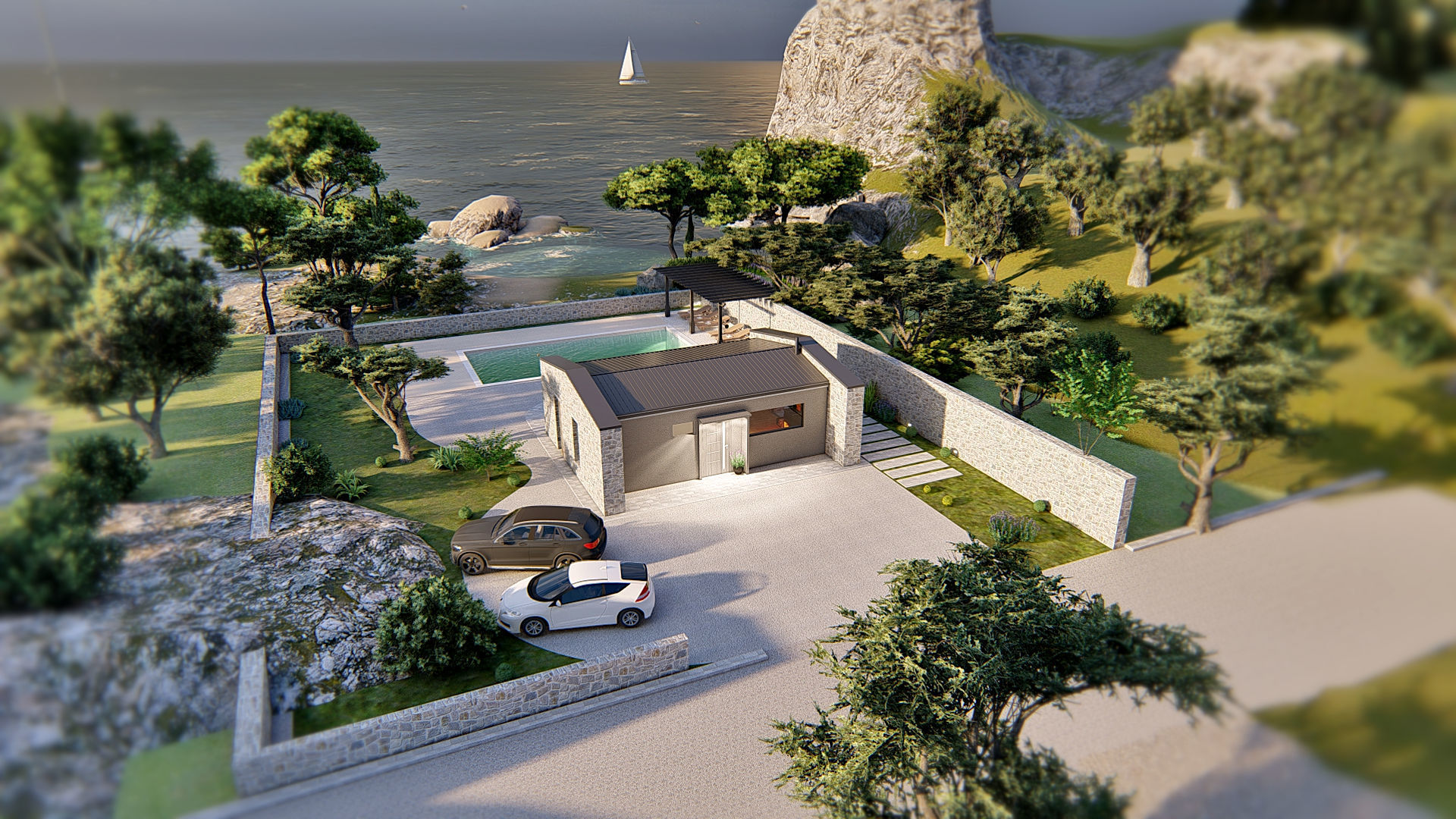 Cassa Zala Istriana modern bungalow vacation house Low-poly 3D model_7