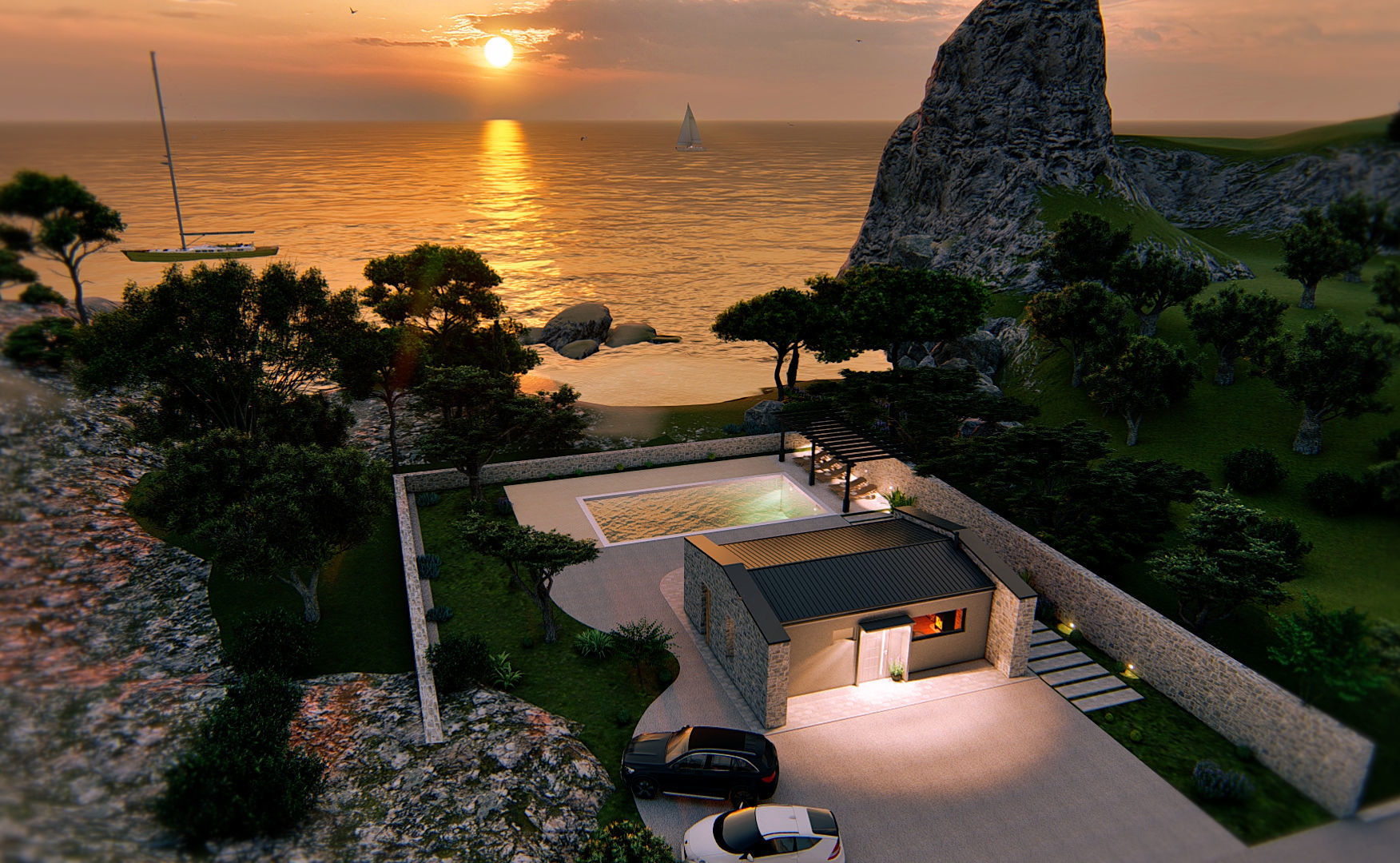 Cassa Zala Istriana modern bungalow vacation house Low-poly 3D model_10