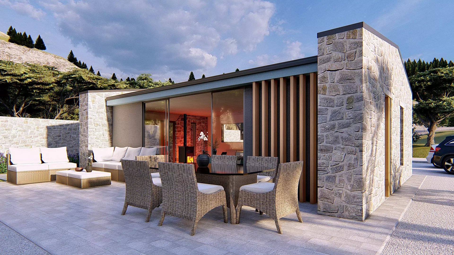 Cassa Zala Istriana modern bungalow vacation house Low-poly 3D model_0