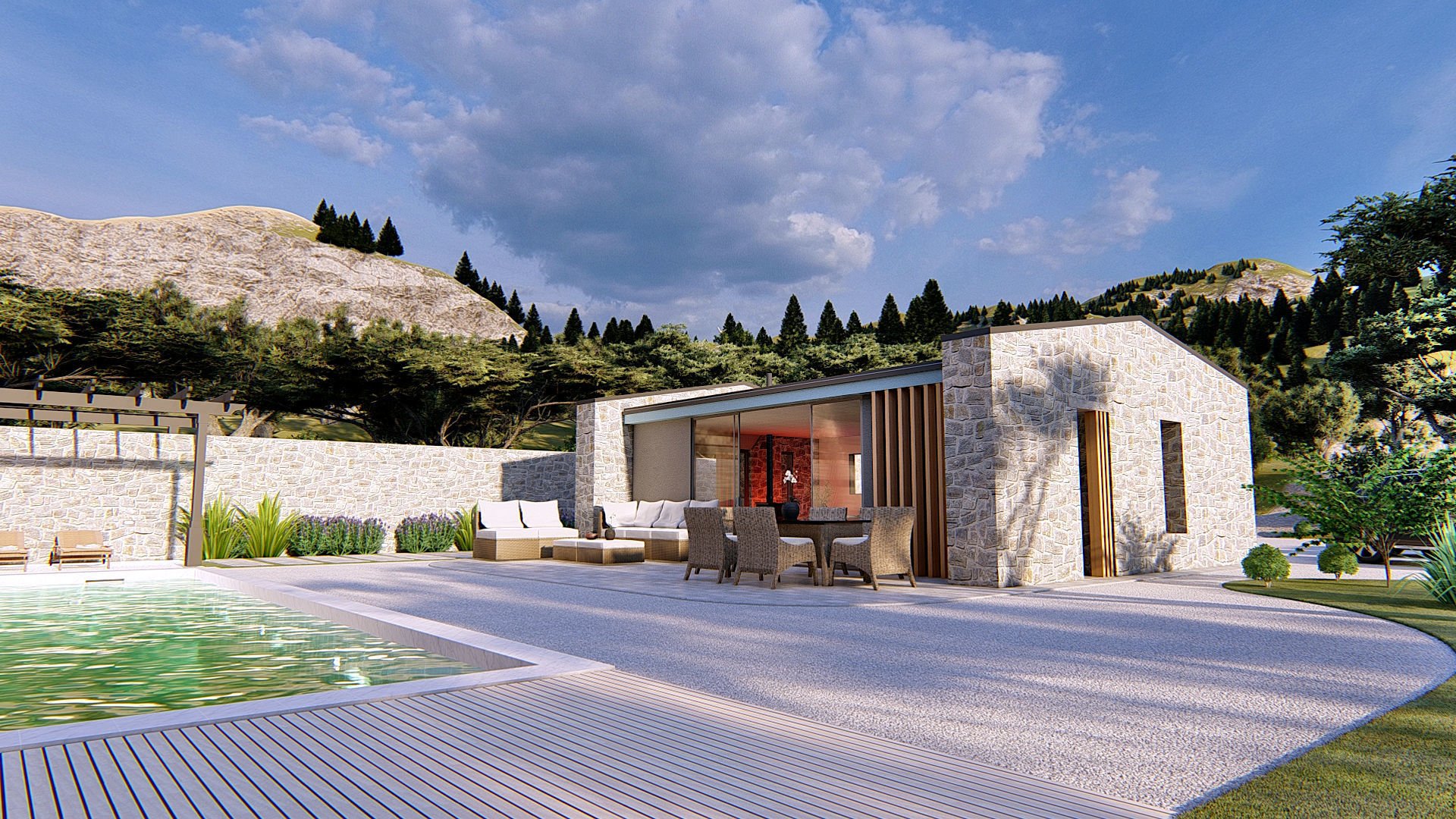 Cassa Zala Istriana modern bungalow vacation house Low-poly 3D model_5