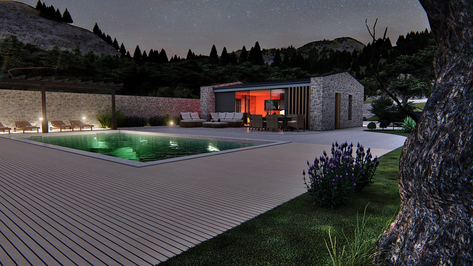 Cassa Zala Istriana modern bungalow vacation house Low-poly 3D model_11