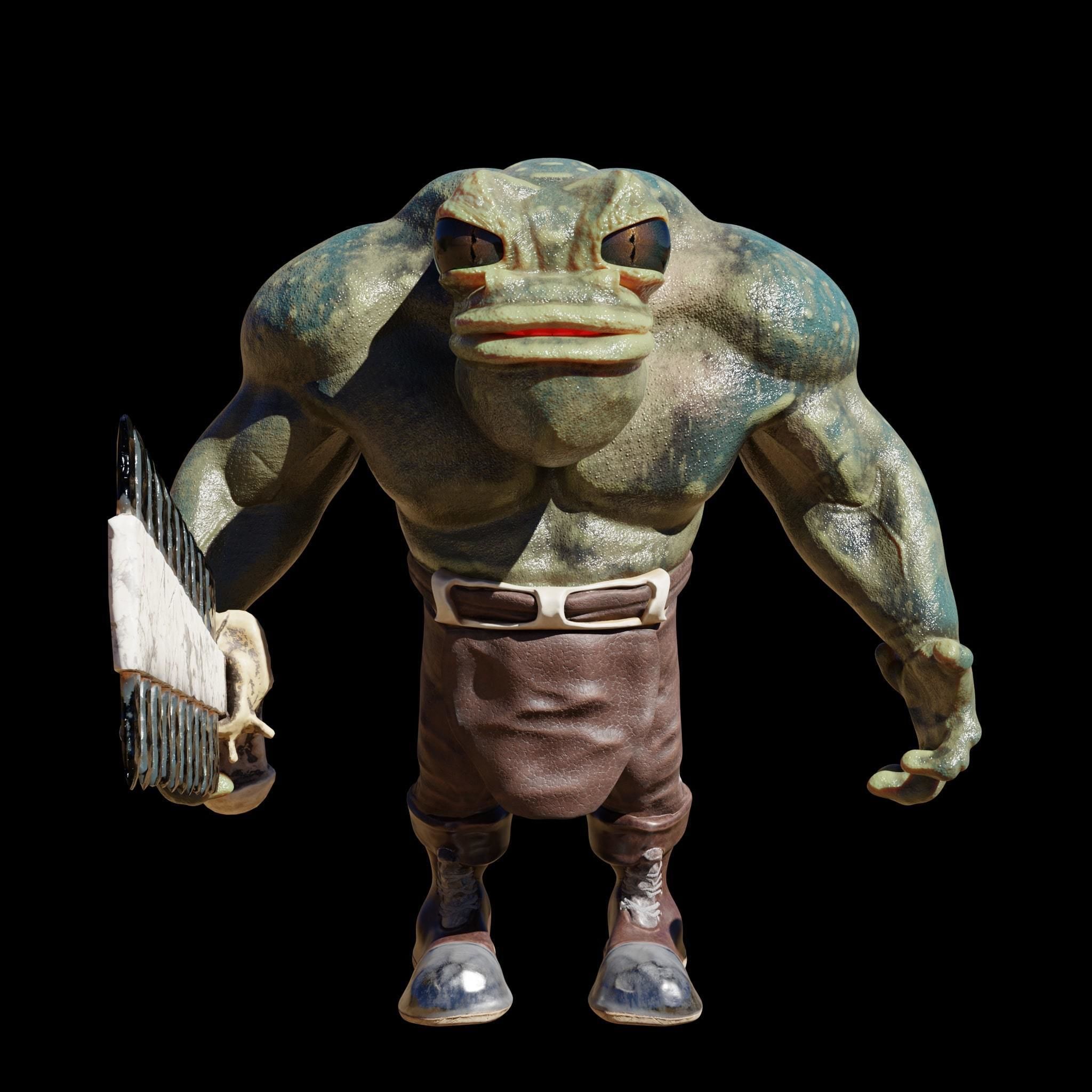3d Model Frog Warrior Vr Ar Low Poly Cgtrader