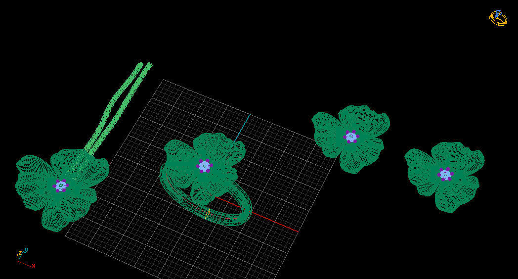 flower set hibiscus in gold 3D print model_3