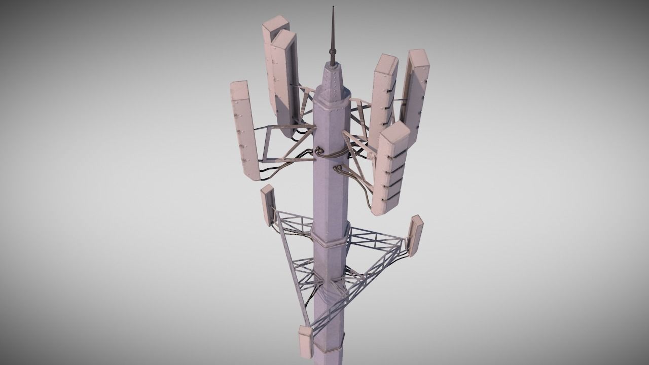 Radio Mast Low-poly 3D model_1