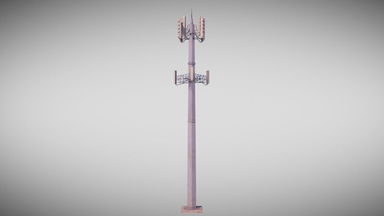 Radio Mast Low-poly 3D model_2