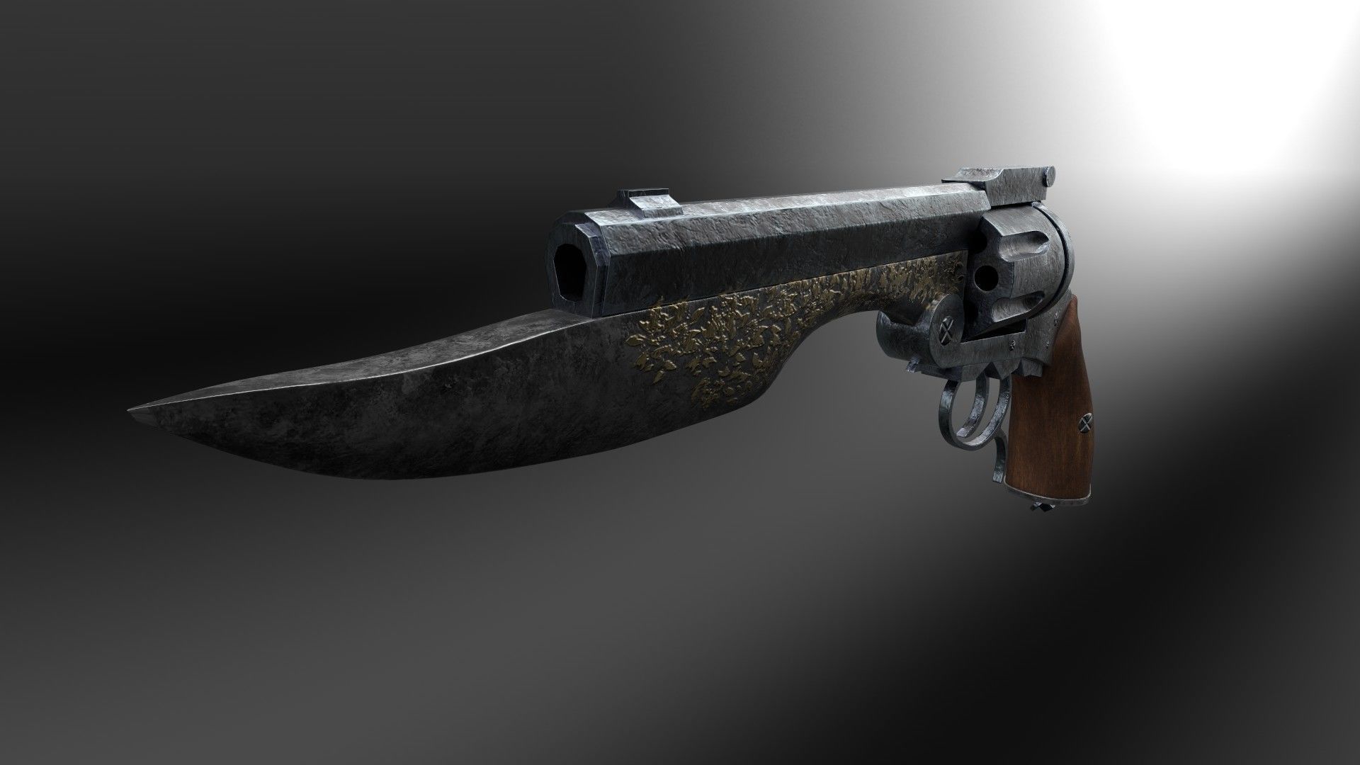 Gunblade revolver 3D model | CGTrader
