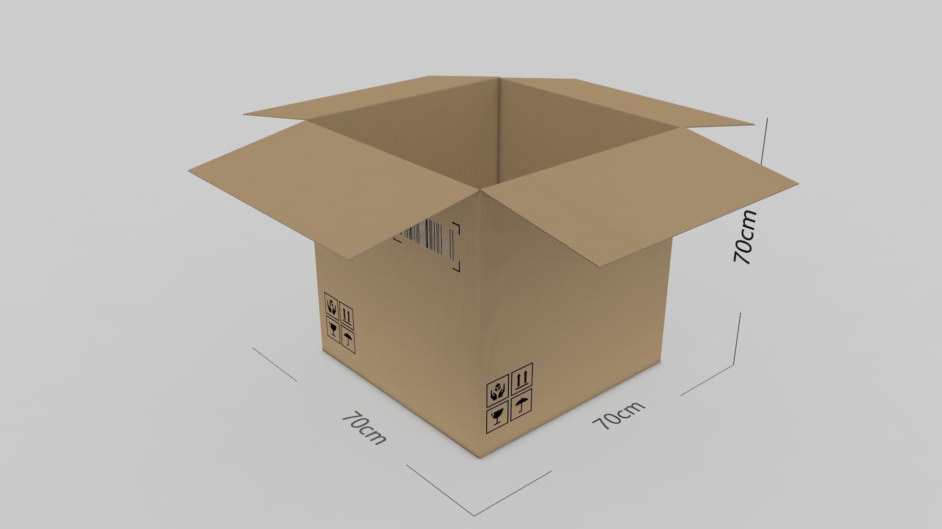 Cardboard Parcel Box Adjustable and Rigged  3D model_25