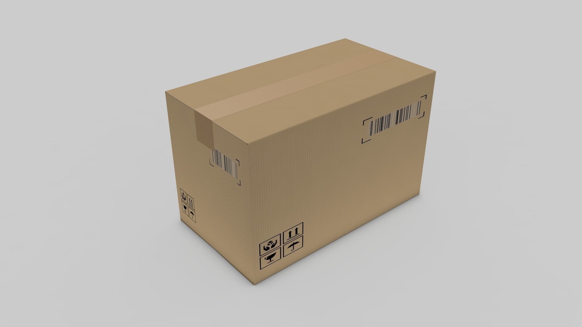 Cardboard Parcel Box Adjustable and Rigged  3D model_13