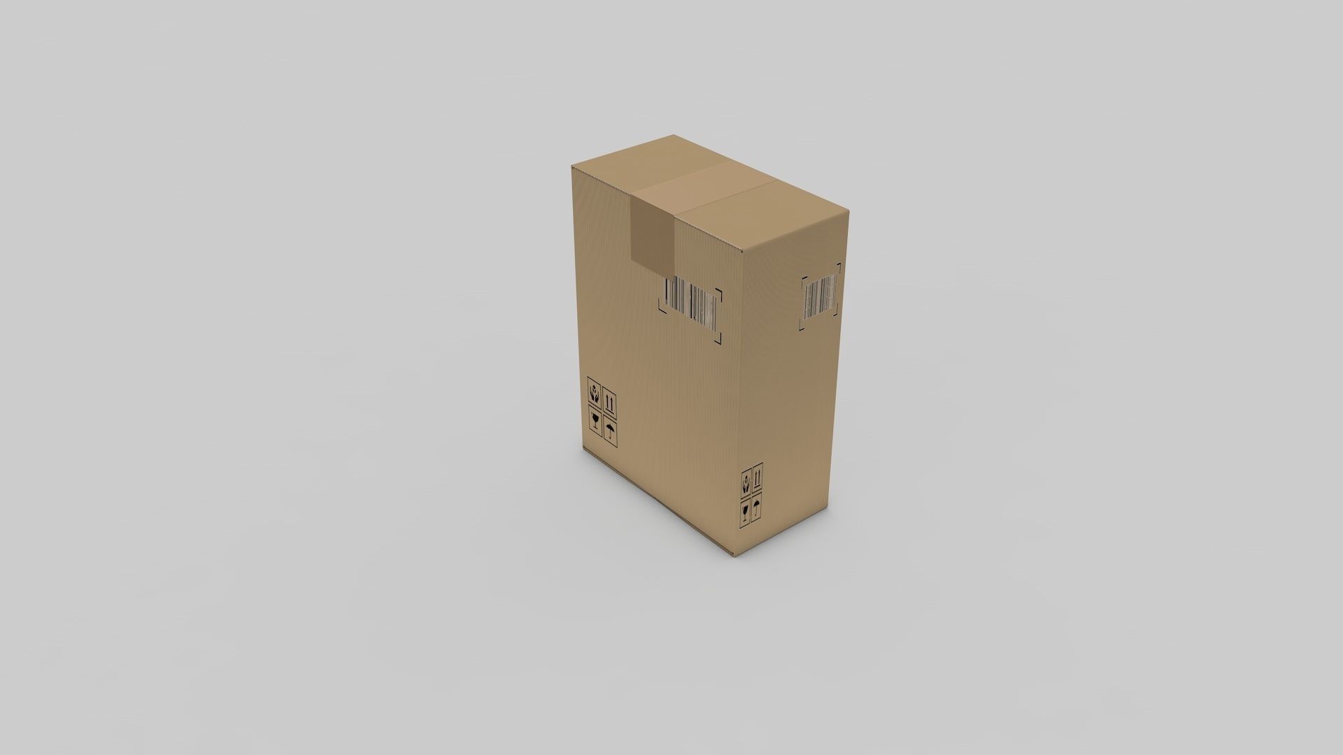 Cardboard Parcel Box Adjustable and Rigged  3D model_16