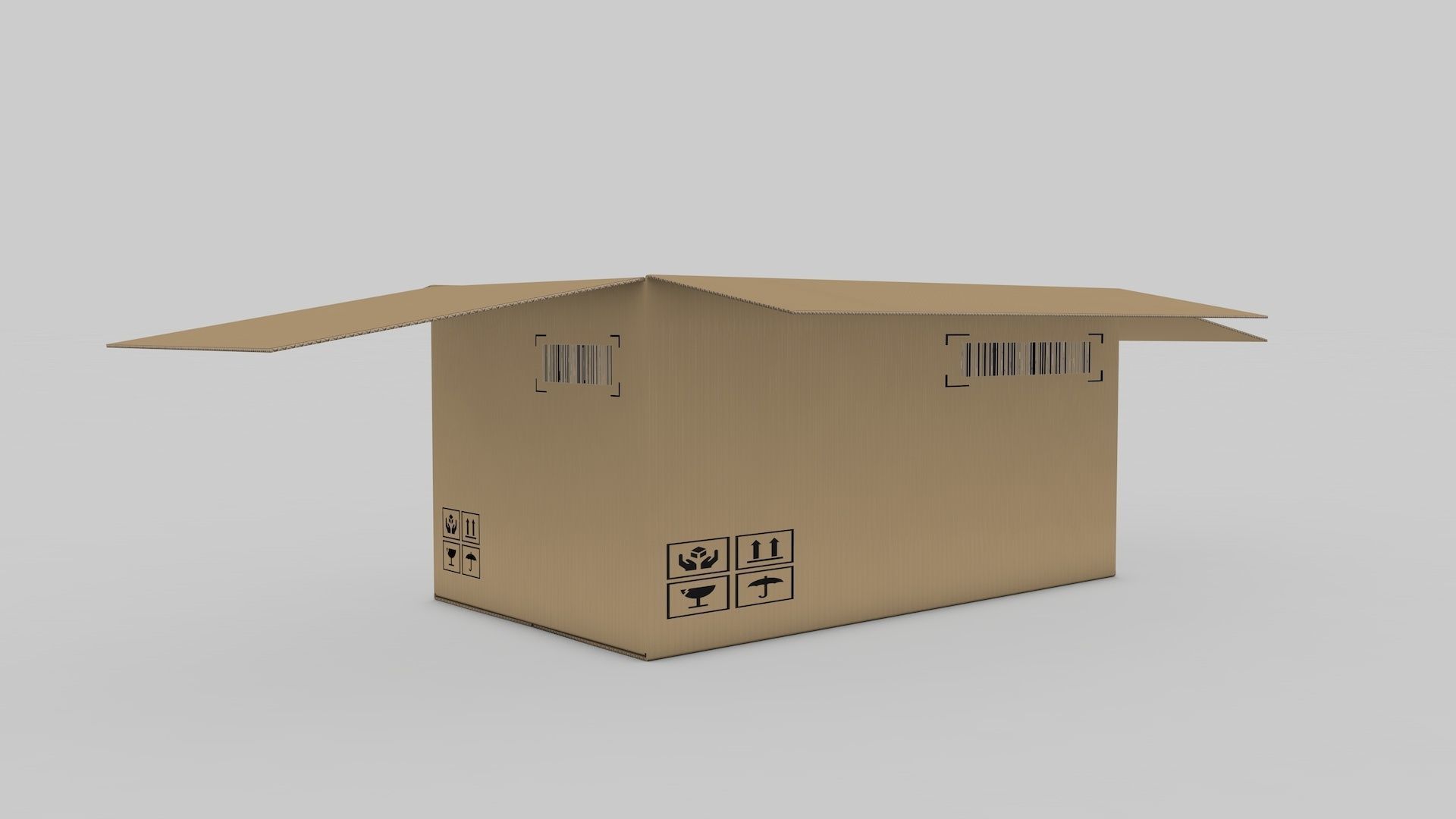 Cardboard Parcel Box Adjustable and Rigged  3D model_3