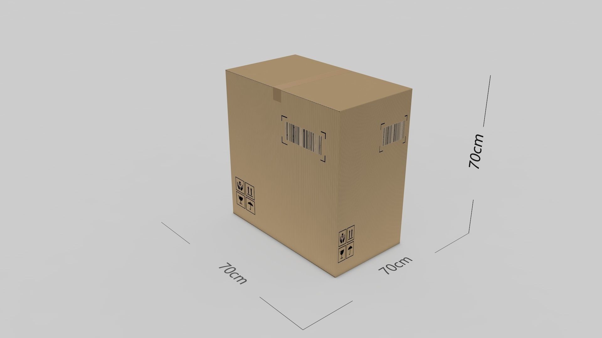 Cardboard Parcel Box Adjustable and Rigged  3D model_30