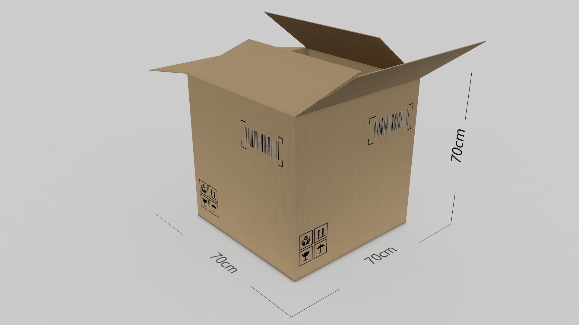 Cardboard Parcel Box Adjustable and Rigged  3D model_26