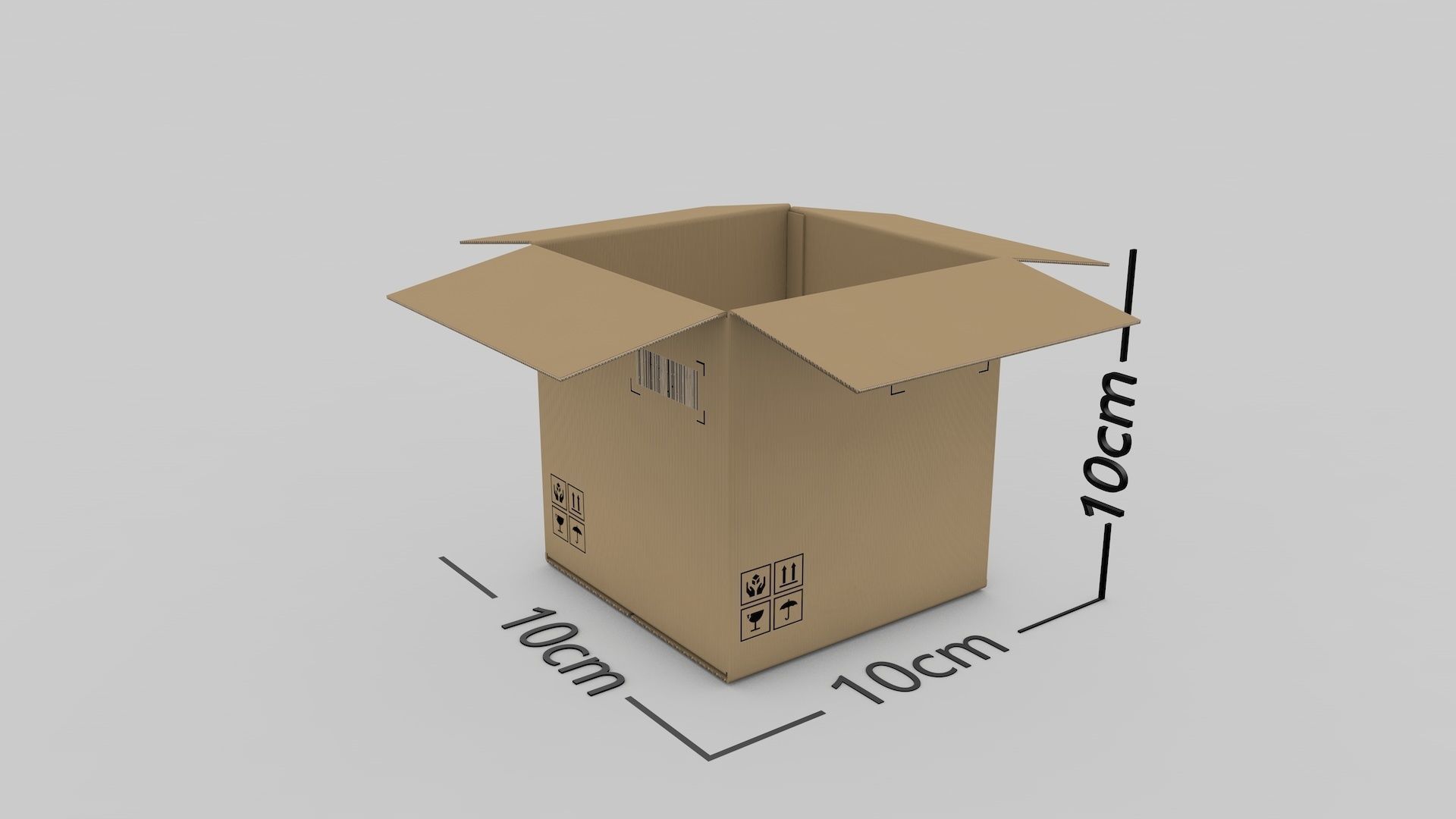 Cardboard Parcel Box Adjustable and Rigged  3D model_23
