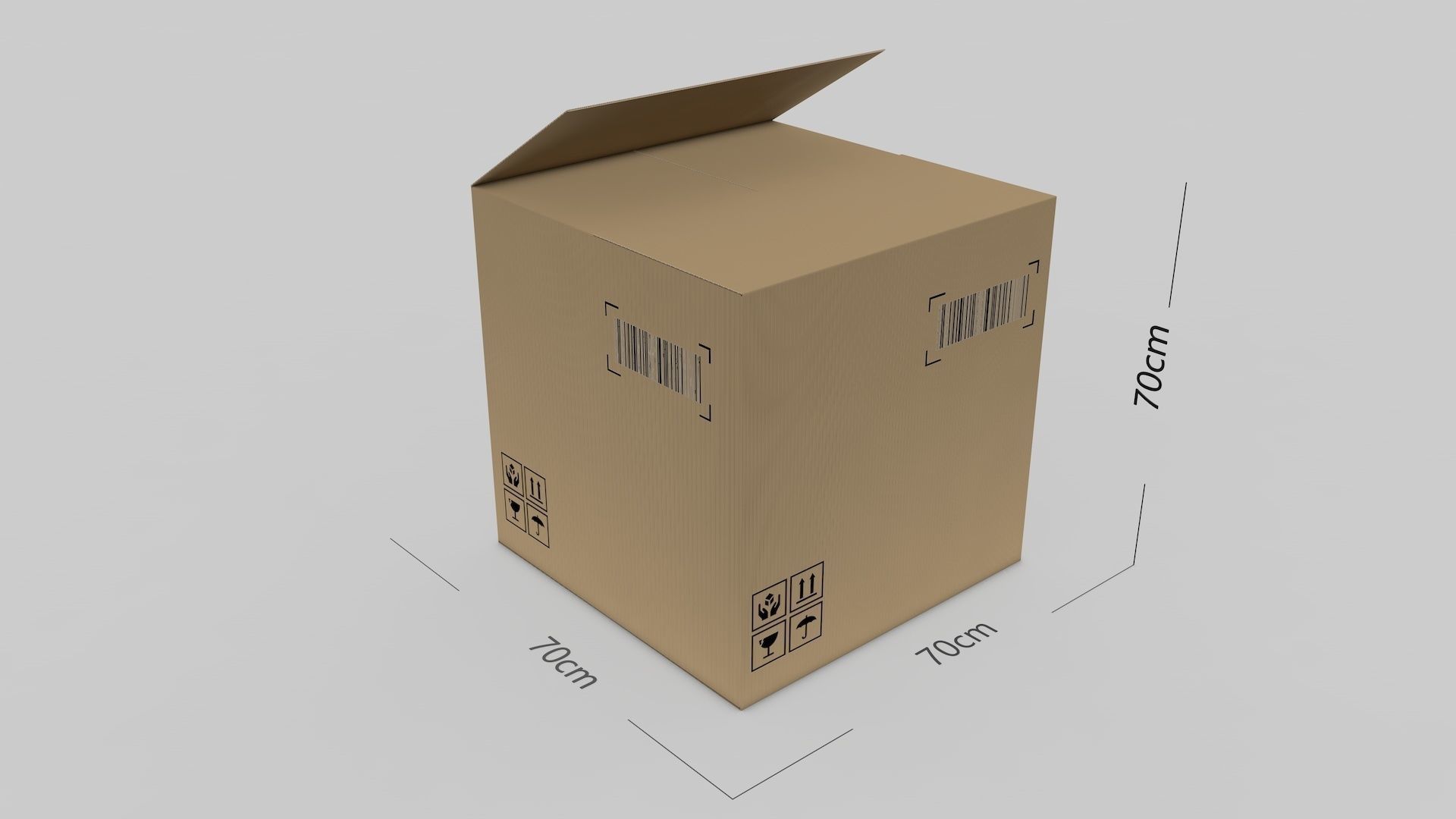 Cardboard Parcel Box Adjustable and Rigged  3D model_27