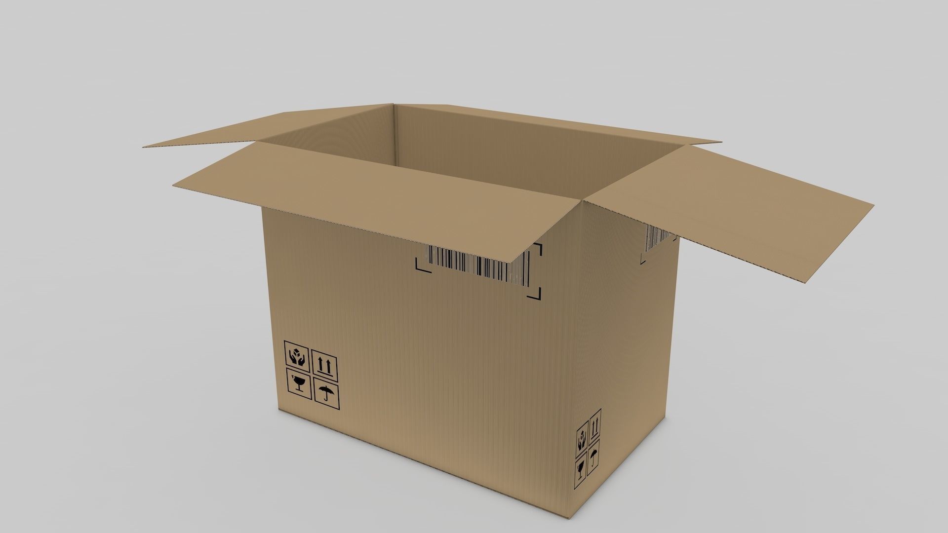 Cardboard Parcel Box Adjustable and Rigged  3D model_50