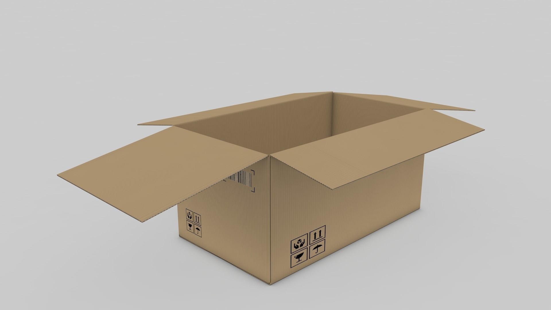 Cardboard Parcel Box Adjustable and Rigged  3D model_1