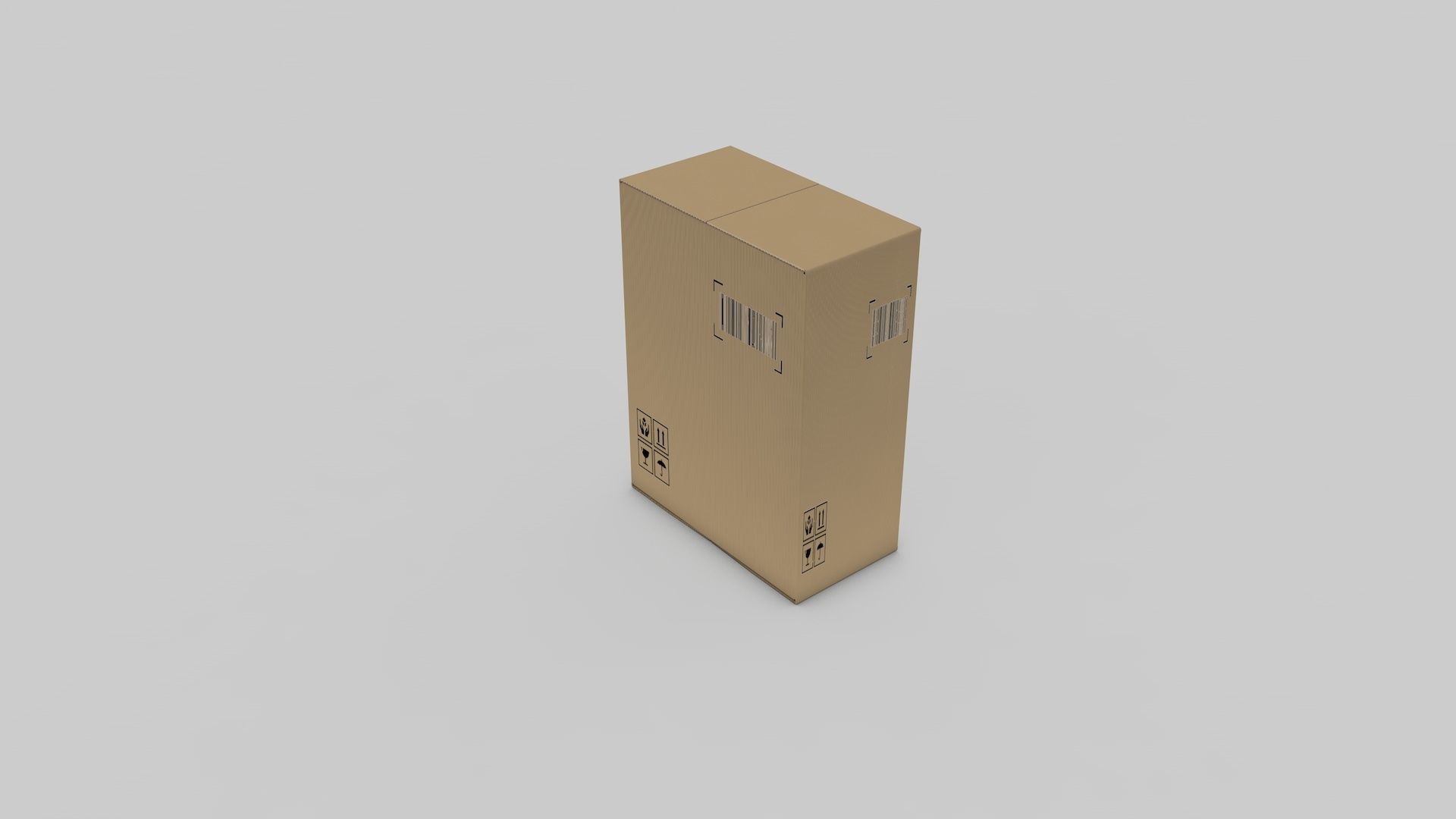 Cardboard Parcel Box Adjustable and Rigged  3D model_17