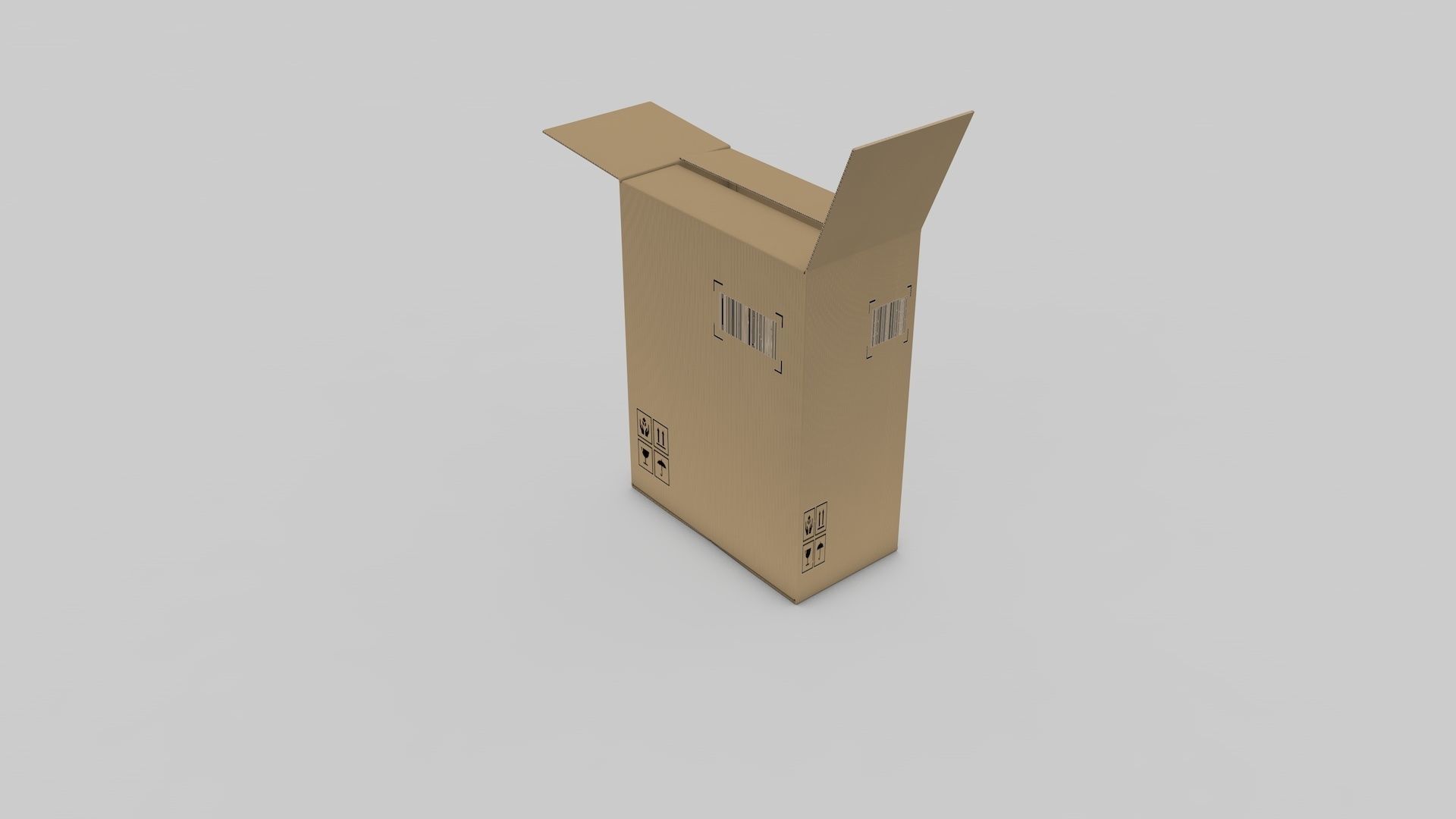 Cardboard Parcel Box Adjustable and Rigged  3D model_18