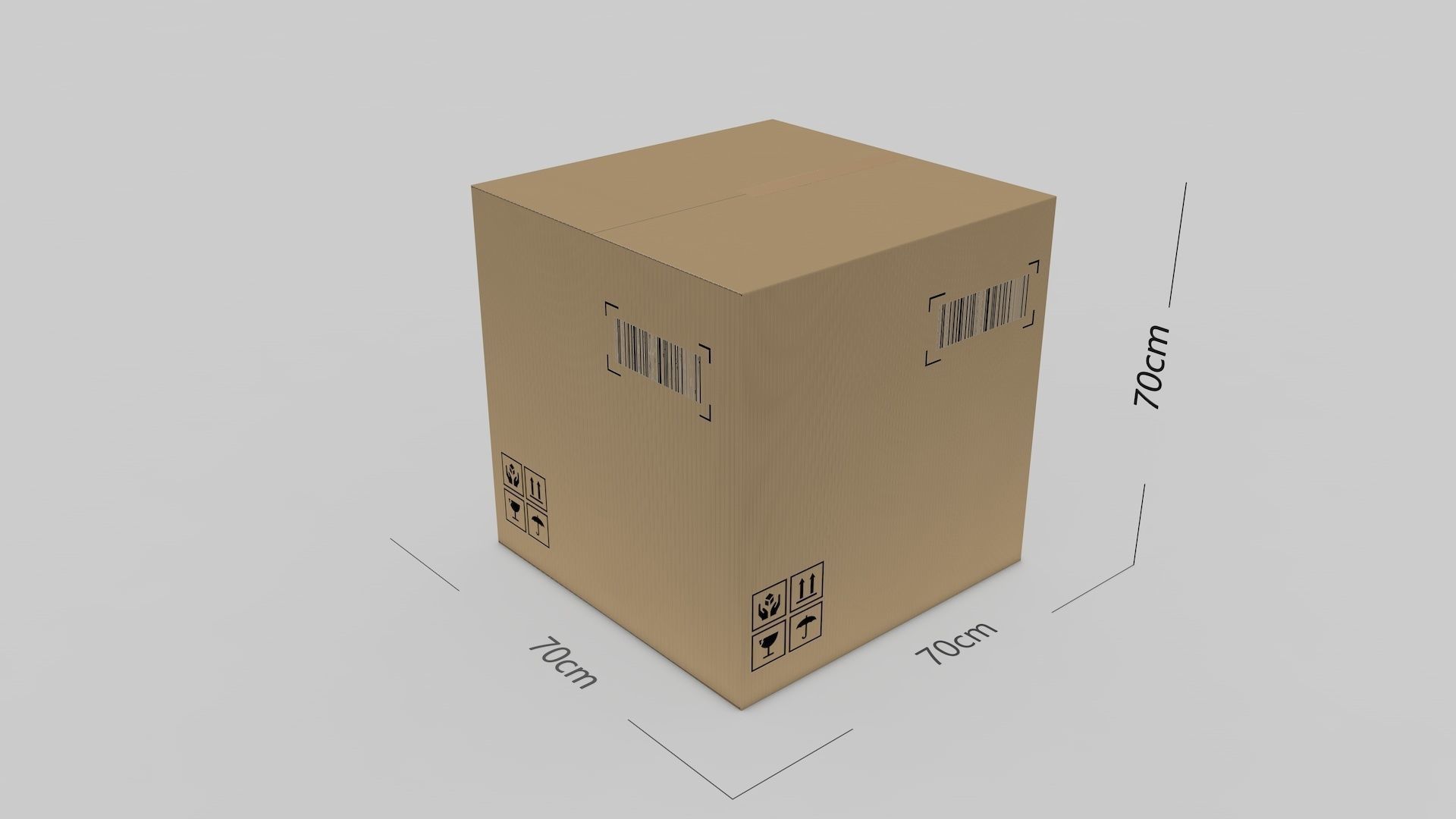 Cardboard Parcel Box Adjustable and Rigged  3D model_28