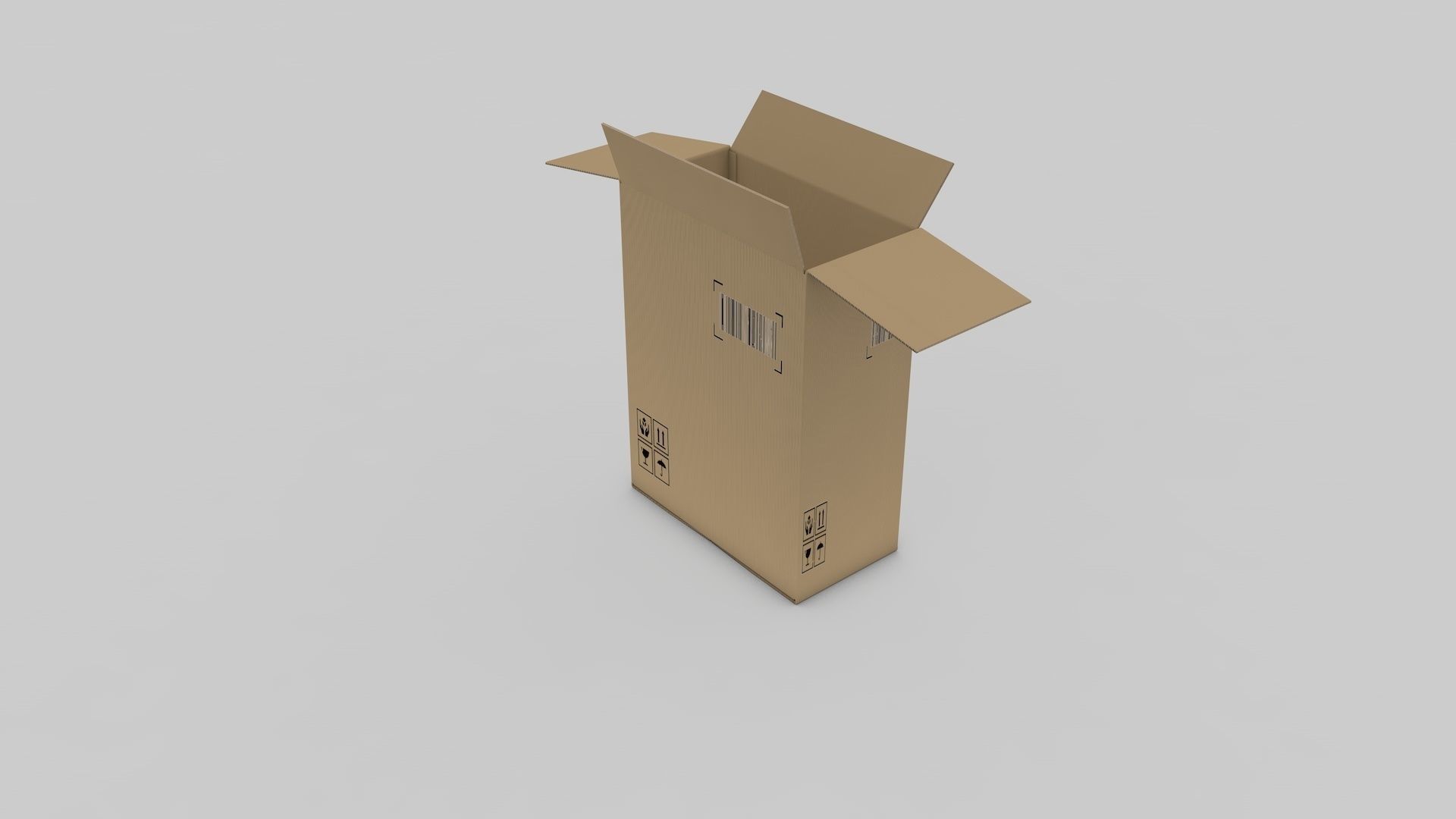Cardboard Parcel Box Adjustable and Rigged  3D model_19
