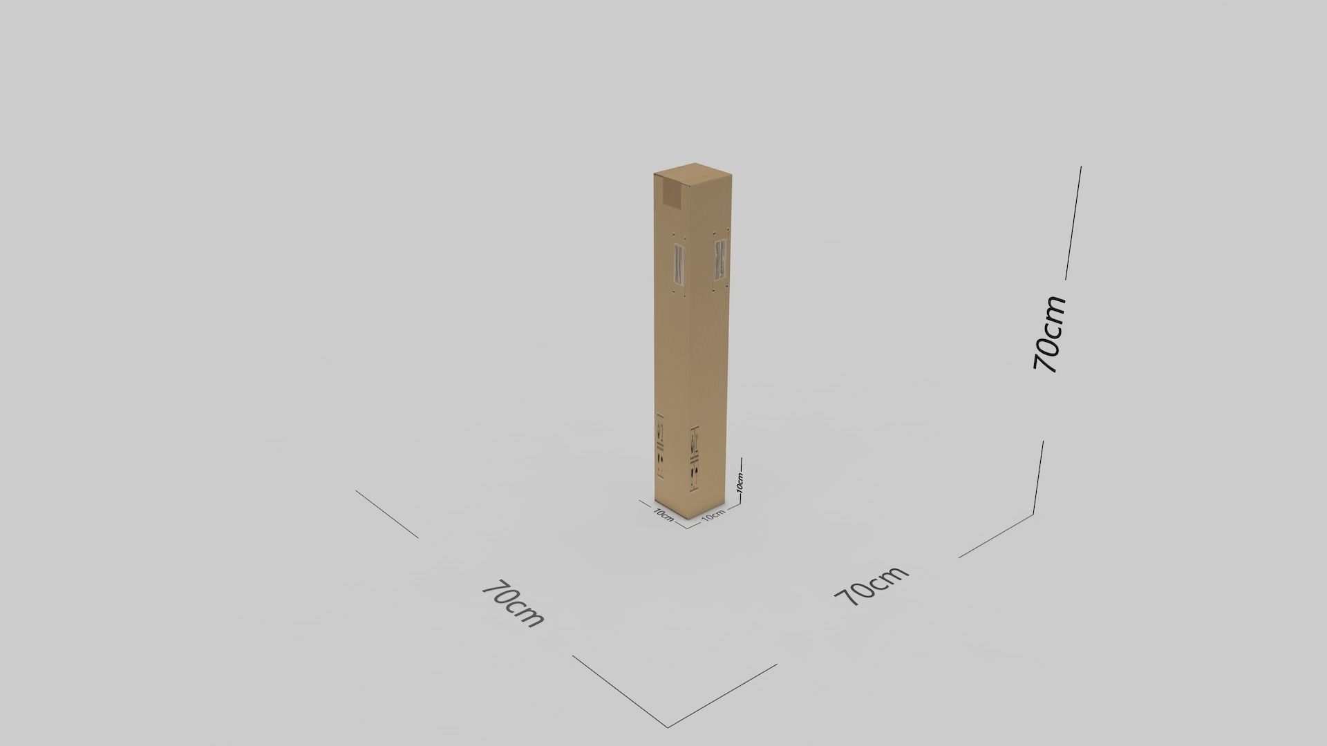 Cardboard Parcel Box Adjustable and Rigged  3D model_32