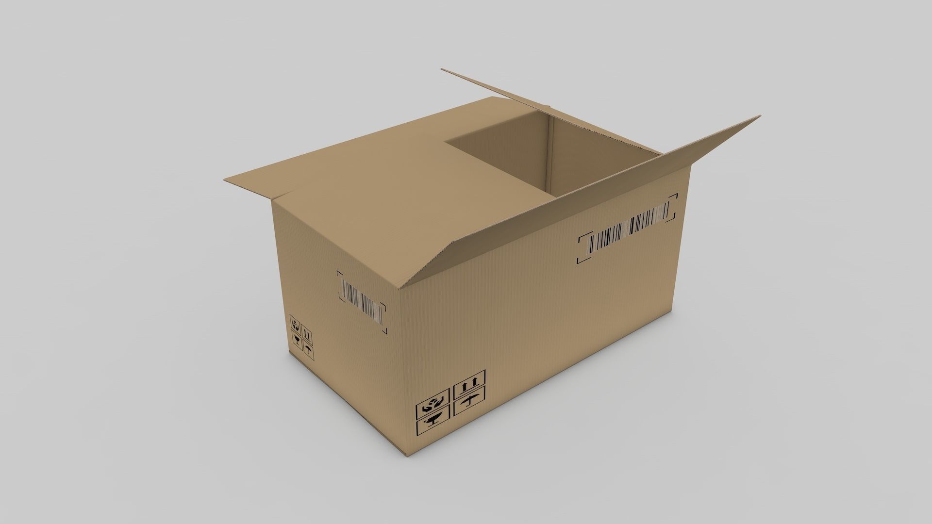 Cardboard Parcel Box Adjustable and Rigged  3D model_7