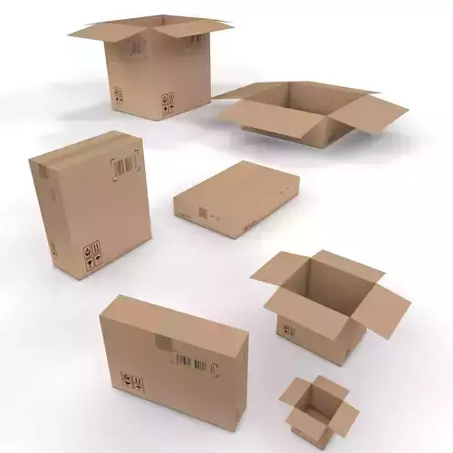 Cardboard Parcel Box Adjustable and Rigged  3D model