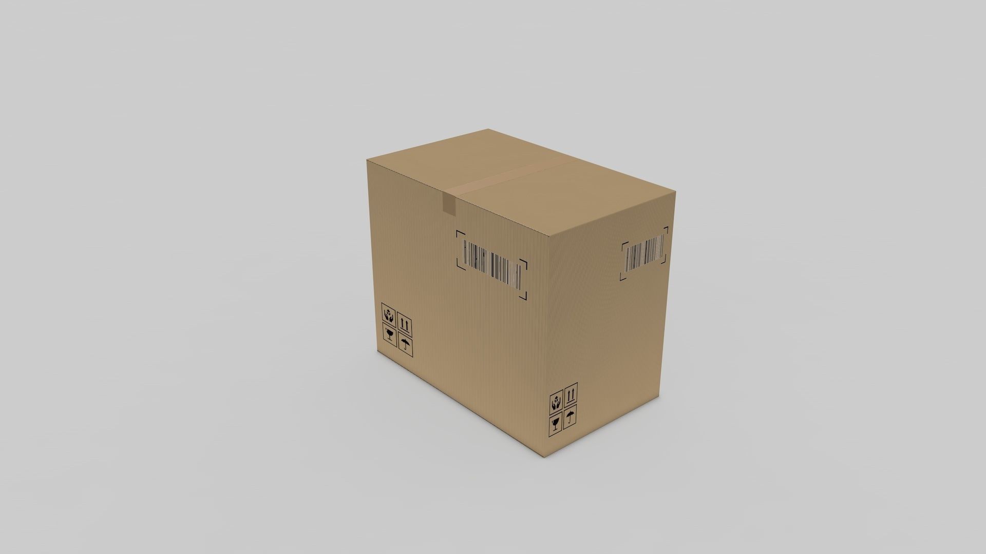 Cardboard Parcel Box Adjustable and Rigged  3D model_45