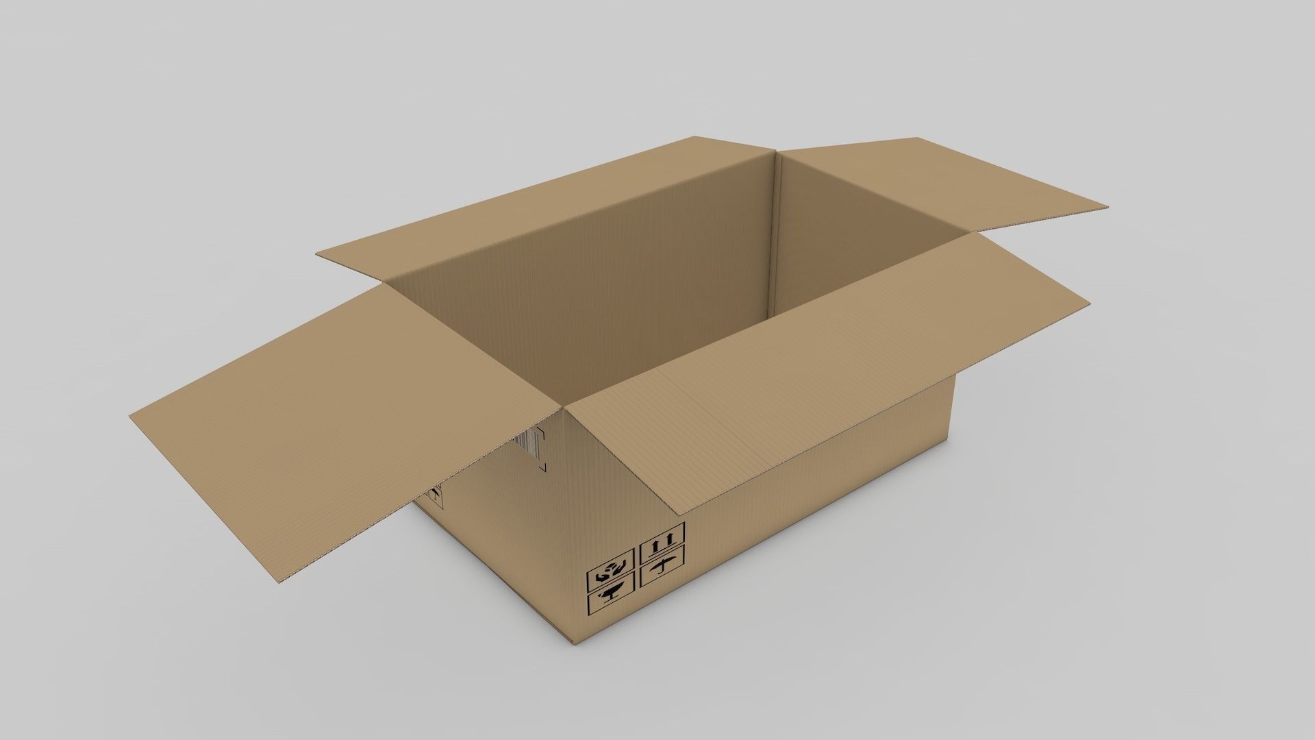Cardboard Parcel Box Adjustable and Rigged  3D model_5