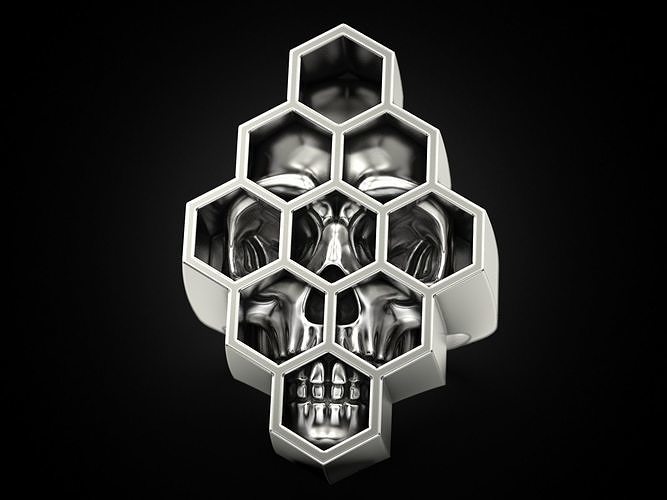 Skull honeycomb ring 3D print model