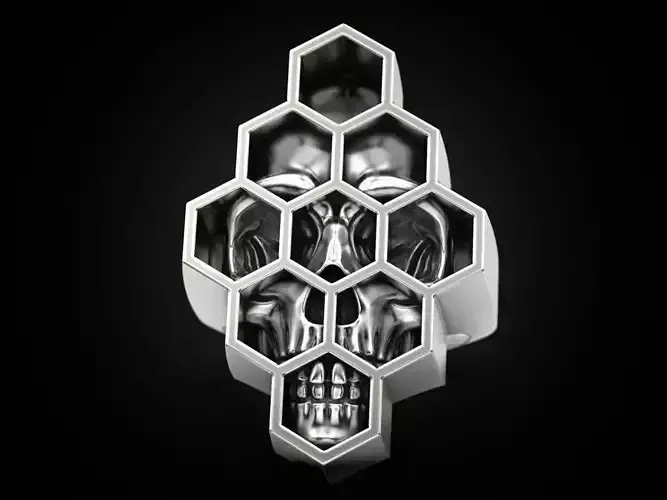Skull honeycomb ring 3D print model