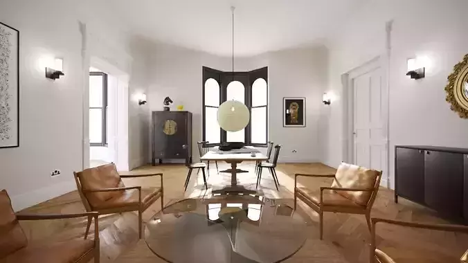 Furniture set dining room in modern apartment