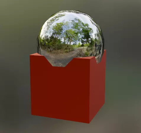 Shiny Metal Ball on Red Stand Low-poly 3D model_0