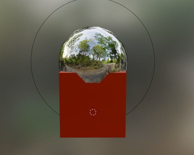 Shiny Metal Ball on Red Stand Low-poly 3D model_2