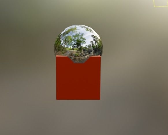 Shiny Metal Ball on Red Stand Low-poly 3D model_4