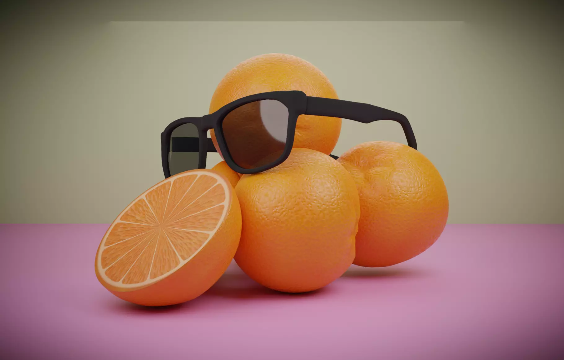 Oranges with Sunglasses Low-poly 3D model