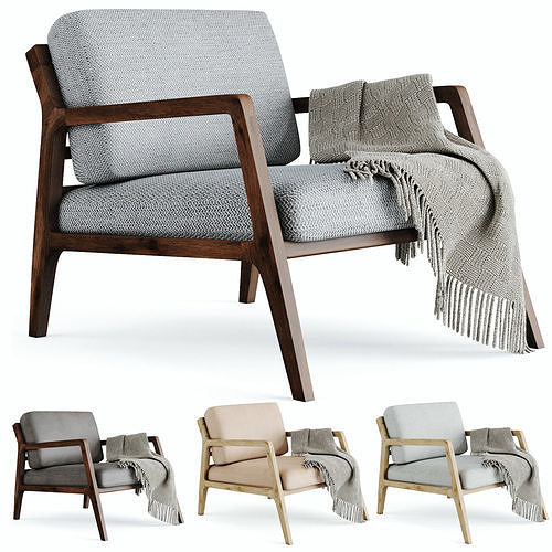 Denman armchair Low-poly 3D model