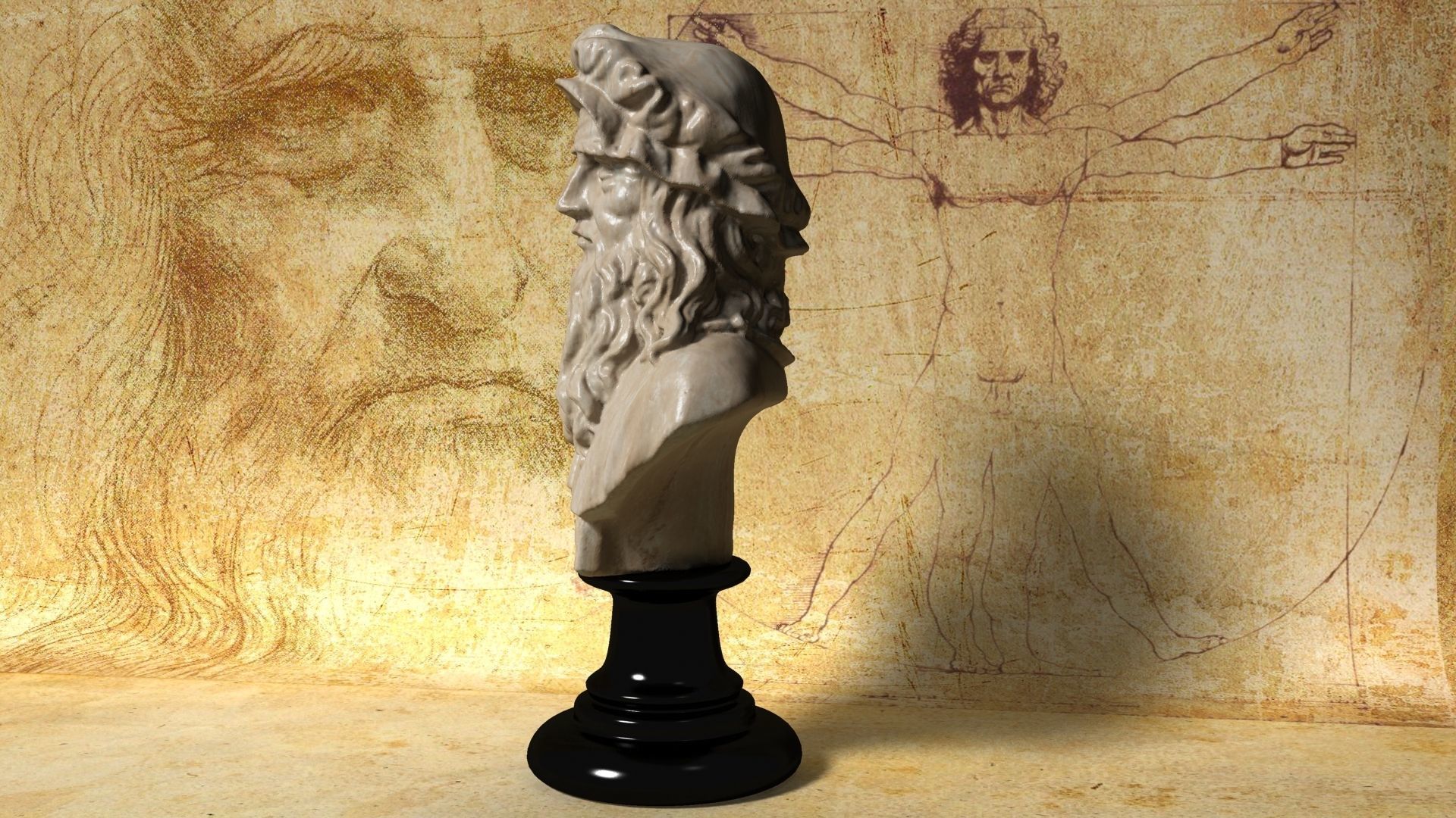 Leonardo Da Vinci Bust 3D model_2