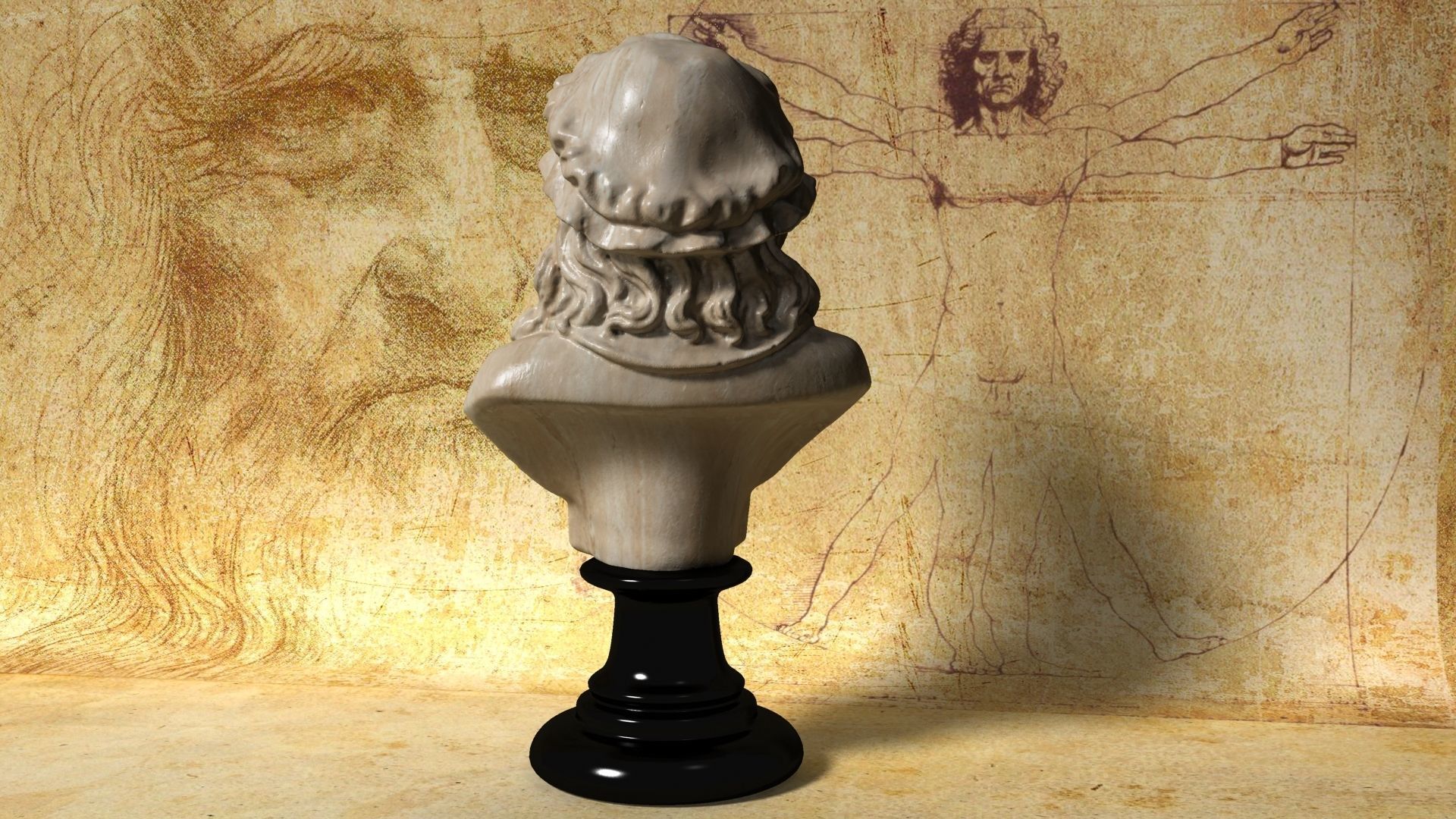 Leonardo Da Vinci Bust 3D model_4