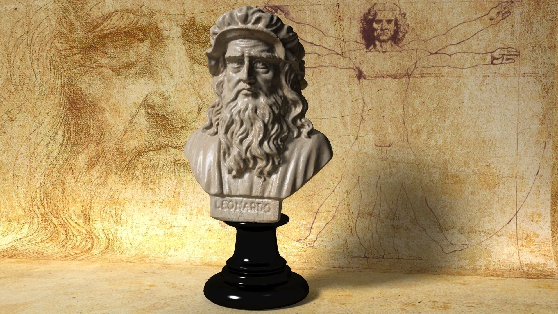 Leonardo Da Vinci Bust 3D model_1