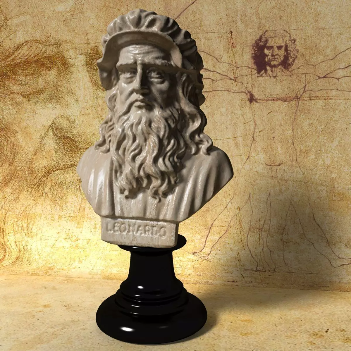 Leonardo Da Vinci Bust 3D model_0