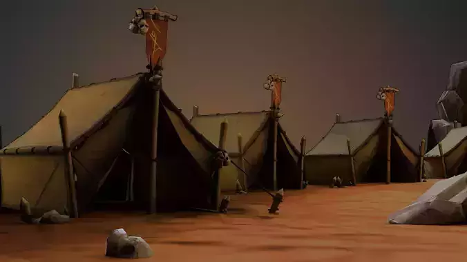 Low-poly stylized tent