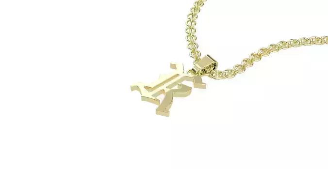 Gothic K letter pendant