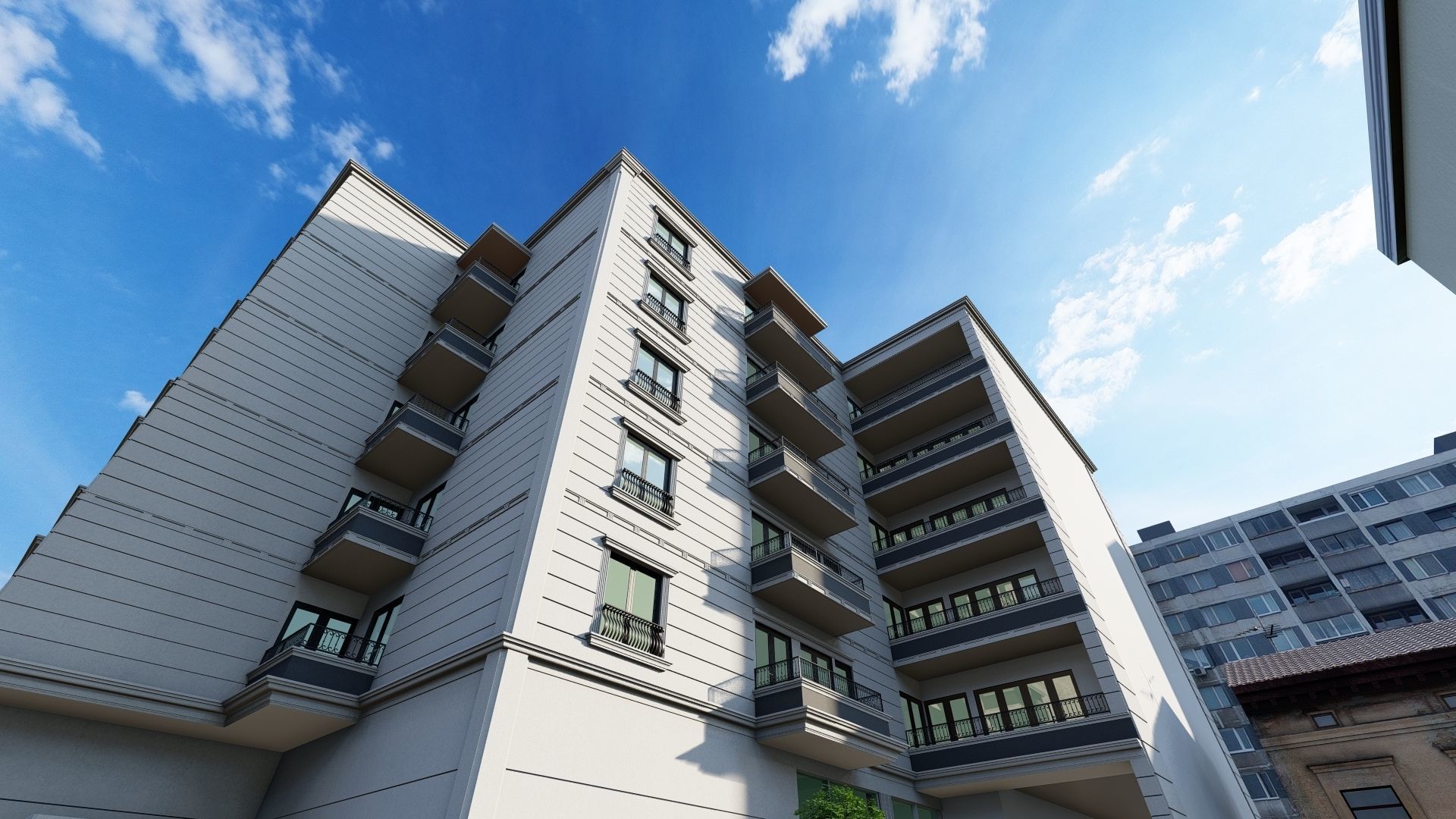 Appartment Building Facade Revit detailed model and FBX file 3D model_4