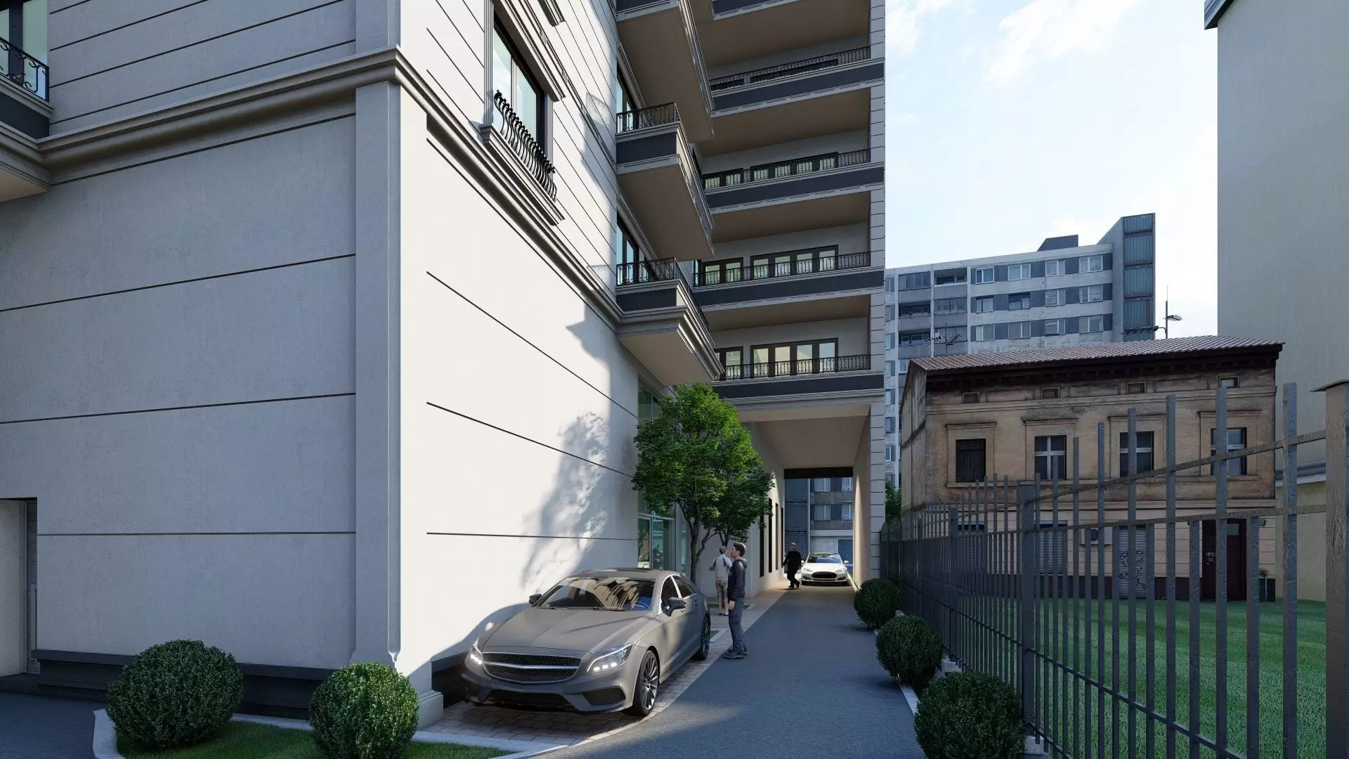 Appartment Building Facade Revit detailed model and FBX file 3D model_0