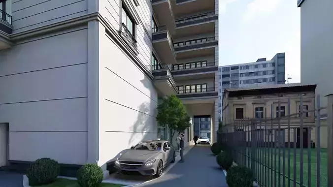 Appartment Building Facade Revit detailed model and FBX file 3D model