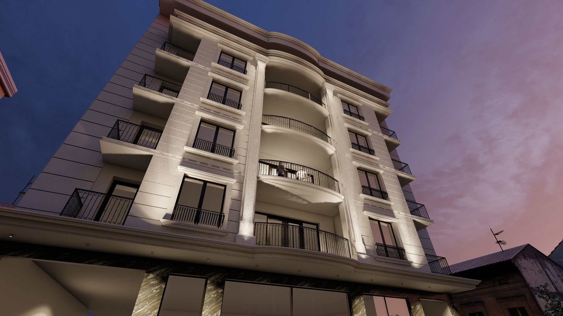 Appartment Building Facade Revit detailed model and FBX file 3D model_5