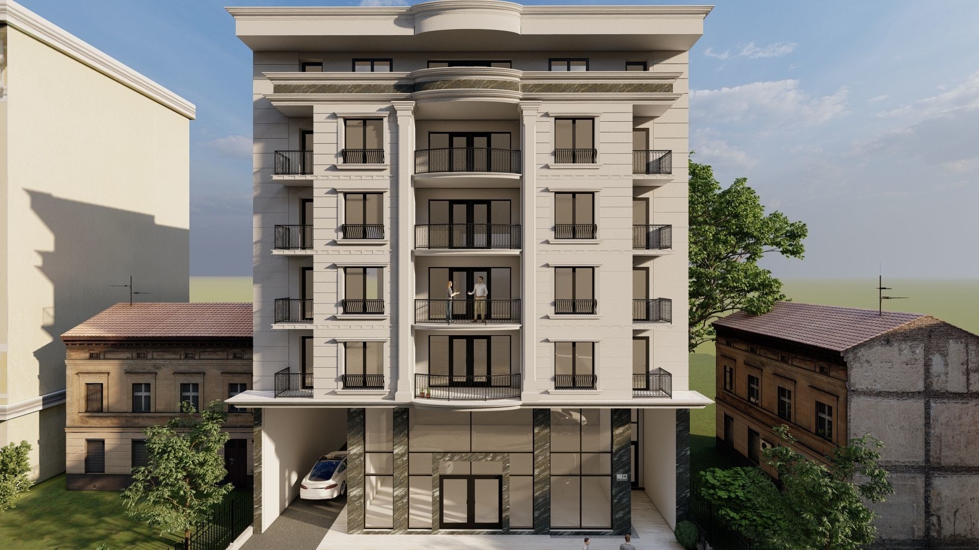 Appartment Building Facade Revit detailed model and FBX file 3D model_3