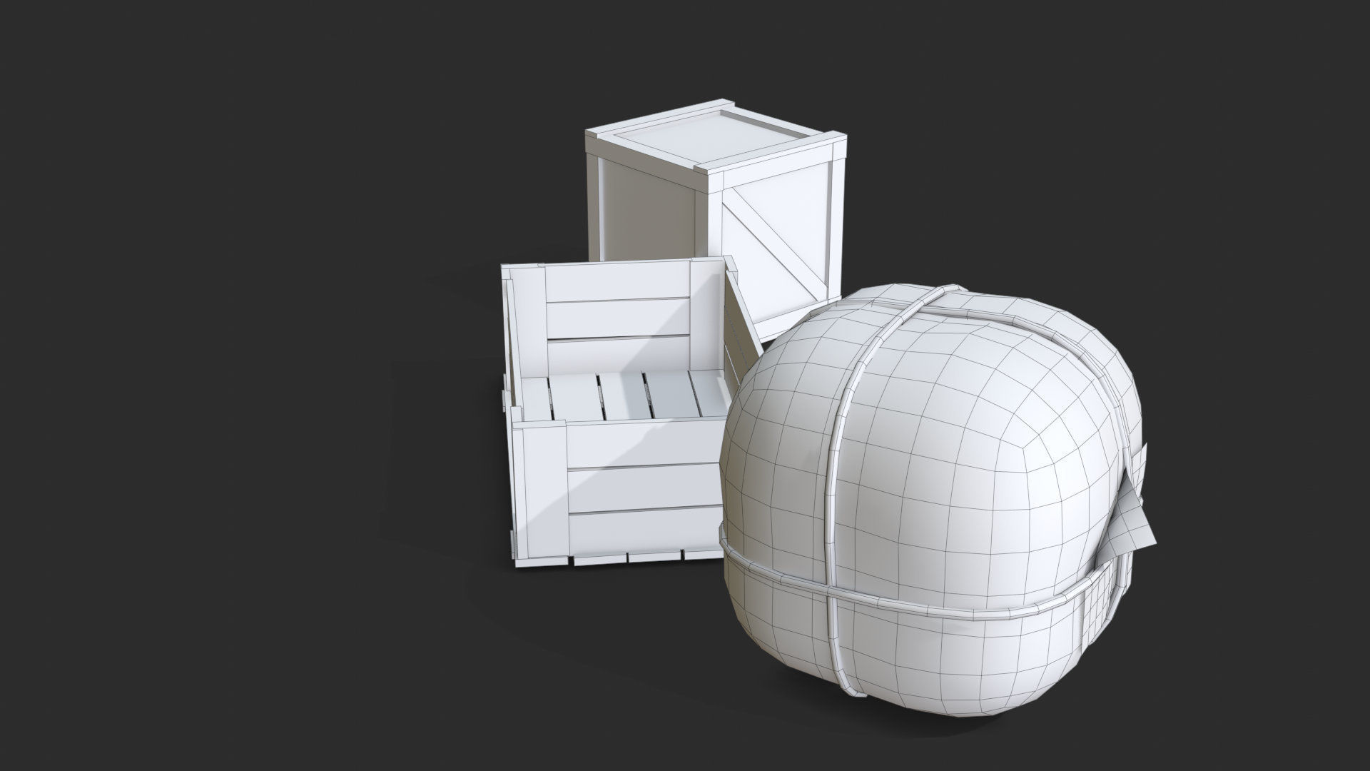 Old Bag and Crates Low-poly 3D model_18